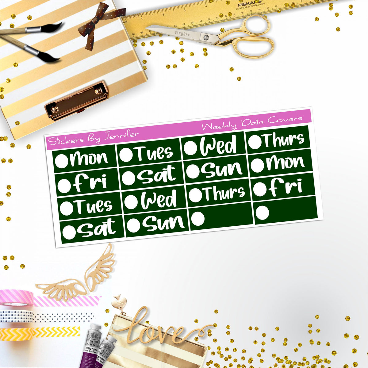 Weekly Date Covers R035 Planner Stickers, Journal Stickers, Functional Planner Stickers, Stationary Stickers
