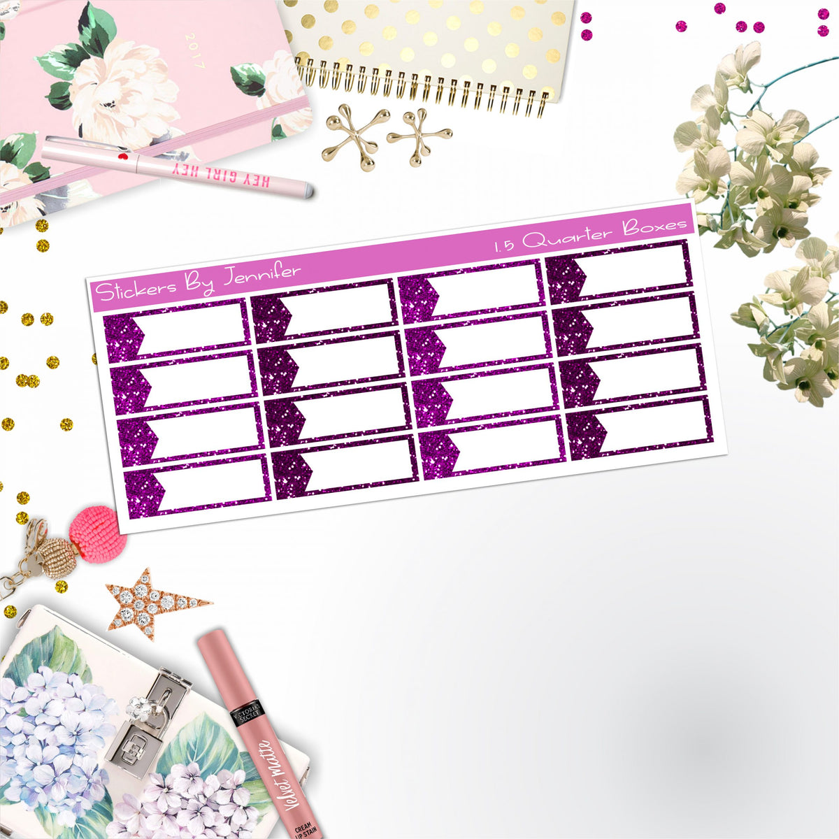 Quarter Boxes 035 Planner Stickers, Journal Stickers, Functional Planner Stickers, Stationary Stickers