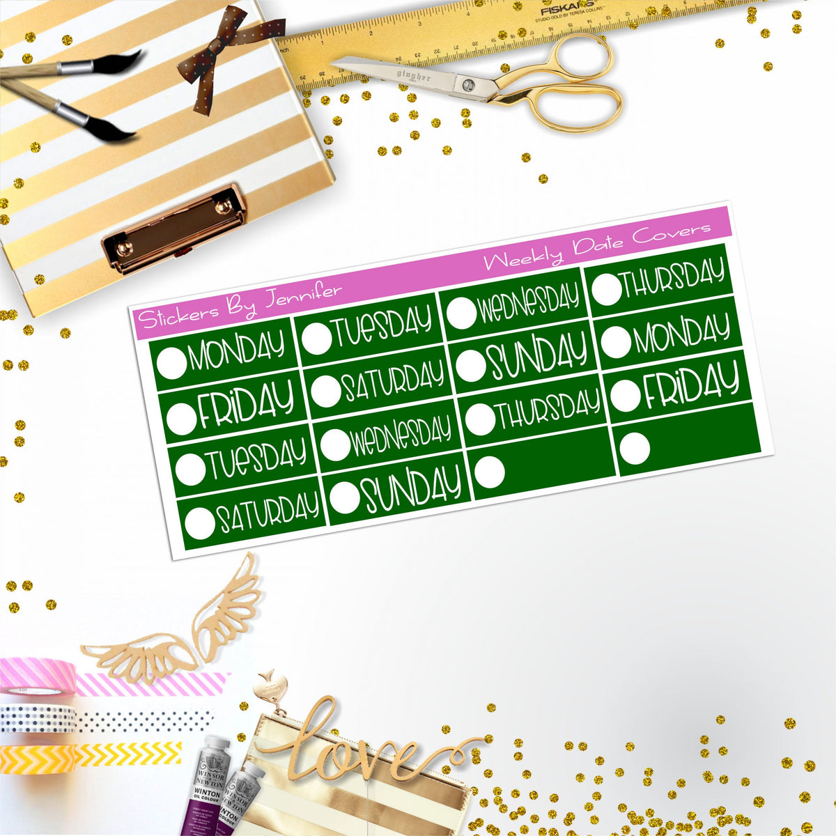 Weekly Date Covers P036 Planner Stickers, Journal Stickers, Functional Planner Stickers, Stationary Stickers