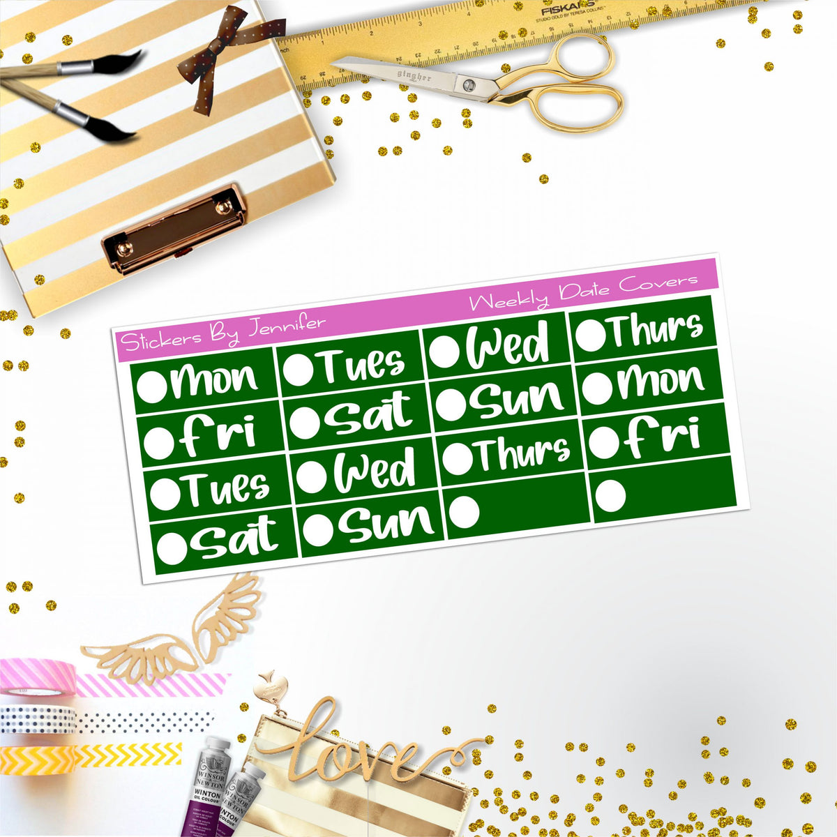 Weekly Date Covers R036 Planner Stickers, Journal Stickers, Functional Planner Stickers, Stationary Stickers