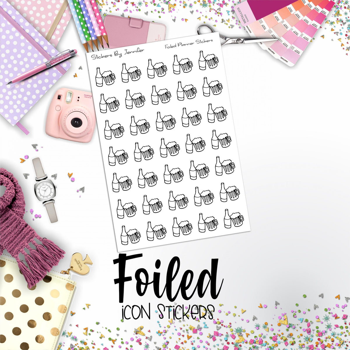 Beer Foiled Functional Sticker Sheet