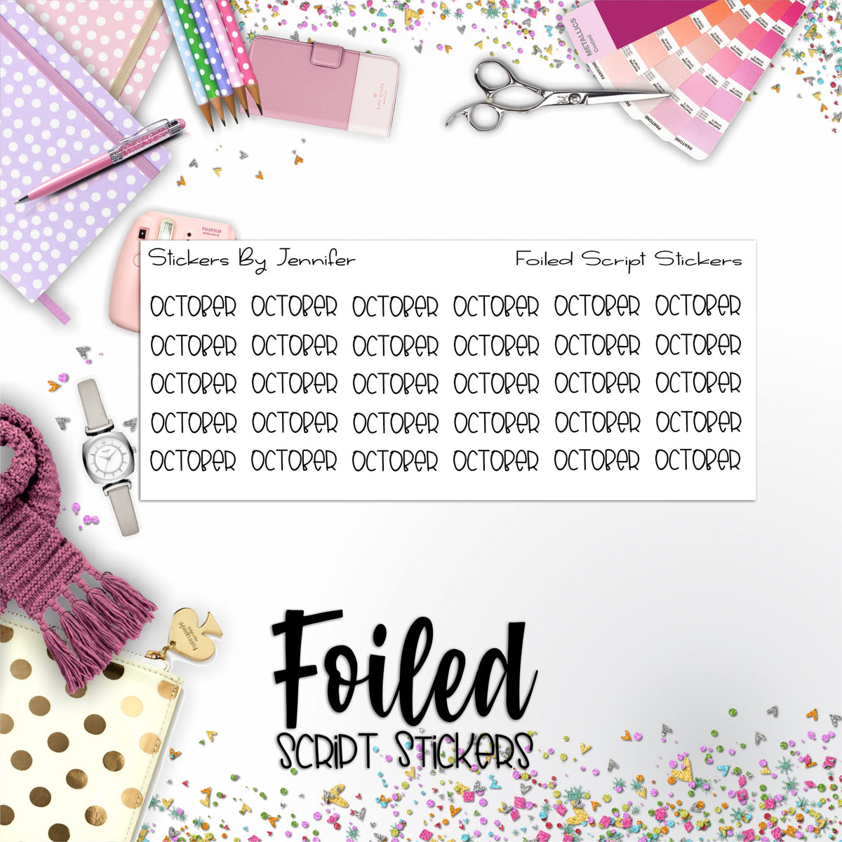 October P-369 Functional Script Sticker Sheet