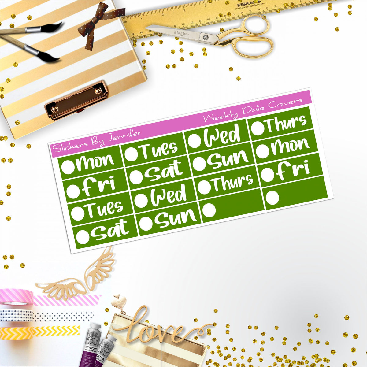Weekly Date Covers R037 Planner Stickers, Journal Stickers, Functional Planner Stickers, Stationary Stickers