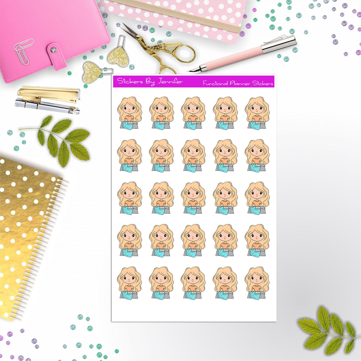 Cleaning Girl Planner Stickers, Bullet Journal Stickers, Functional Planner Stickers, Stationary Stickers