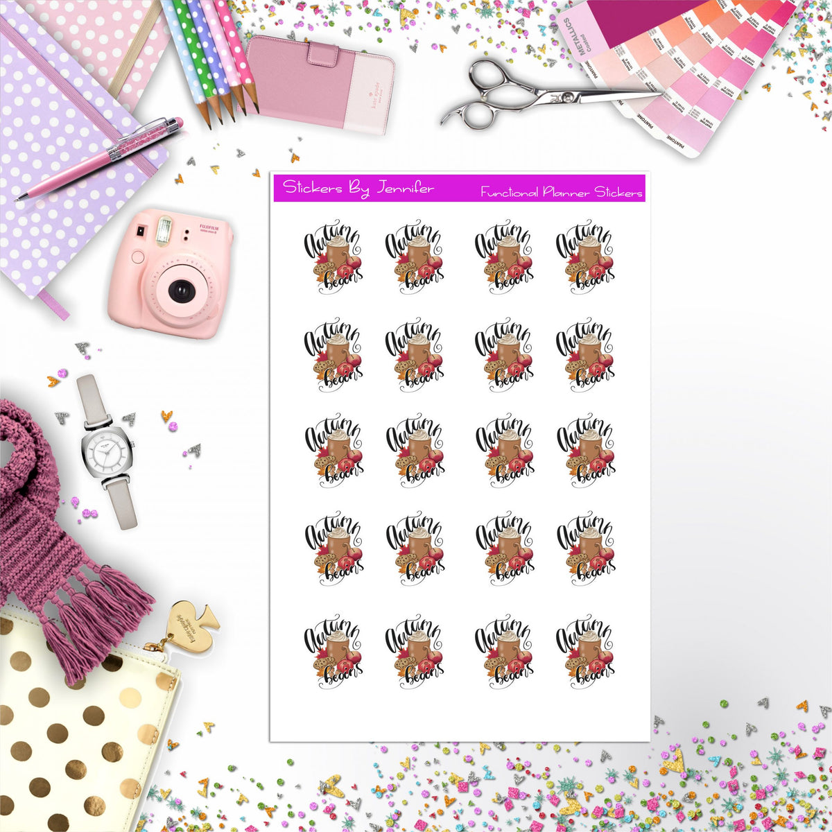 Autumn Begins Stickers, Bullet Journal Stickers, Functional Planner Stickers, Stationary Stickers