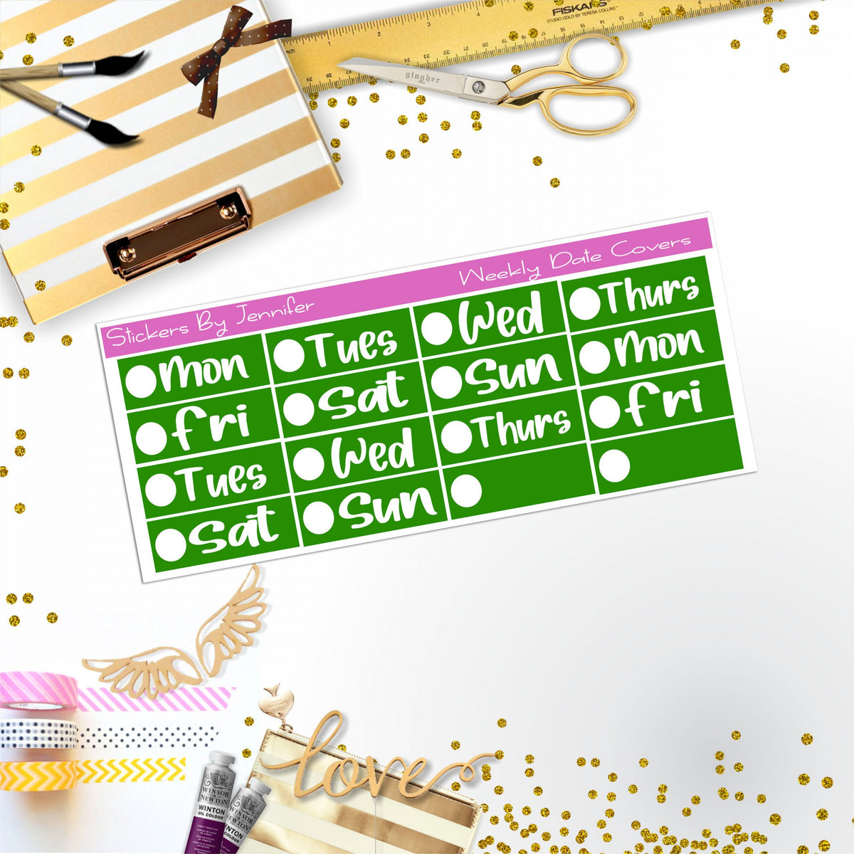Weekly Date Covers R038 Planner Stickers, Journal Stickers, Functional Planner Stickers, Stationary Stickers