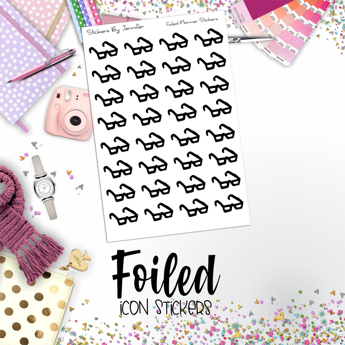 Glasses Foiled Functional Sticker Sheet
