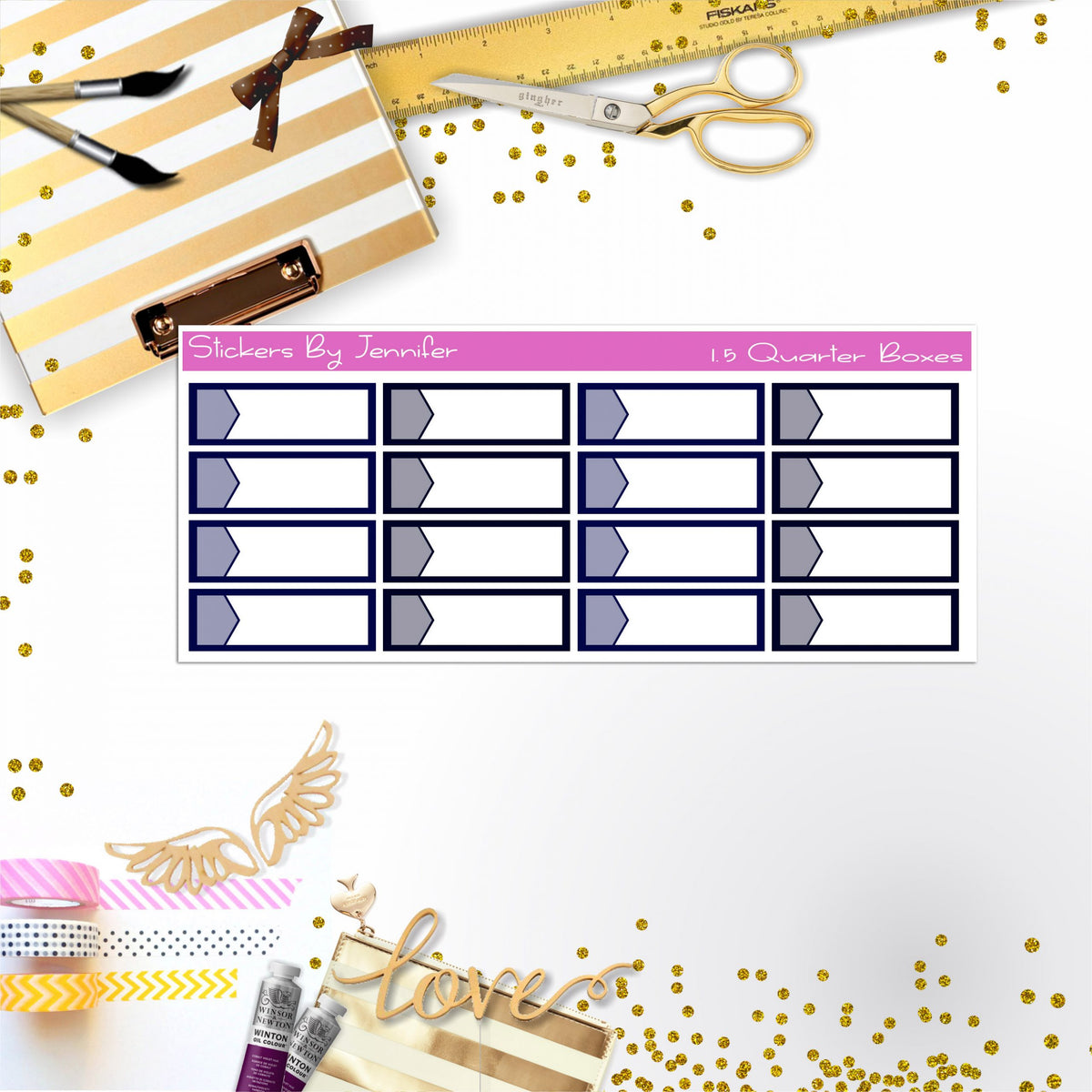 Quarter Boxes 004 Planner Stickers, Journal Stickers, Functional Planner Stickers, Stationary Stickers