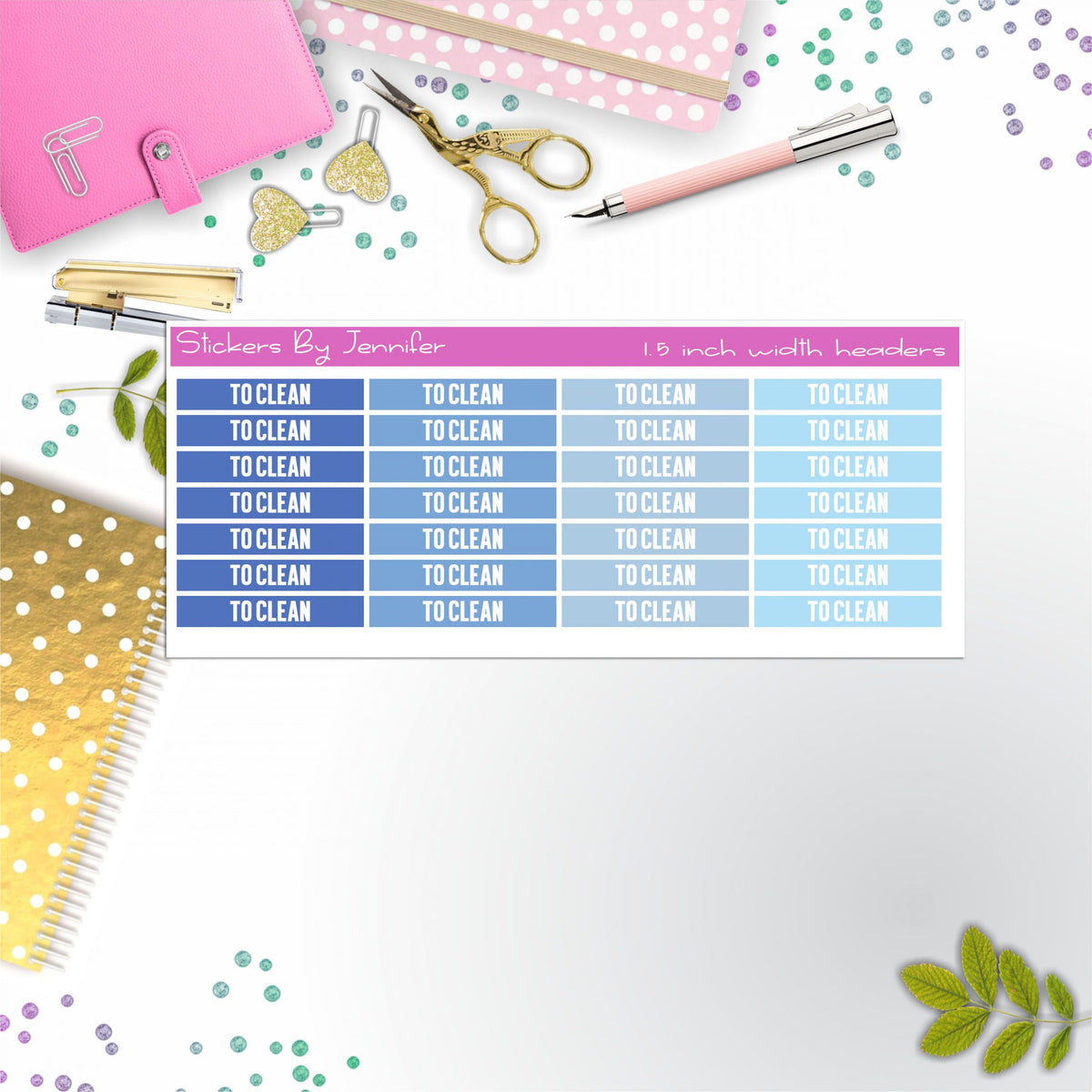To Clean 004 Planner Headers, Planner Stickers, Journal Stickers, Functional Planner Stickers, Stationary Stickers