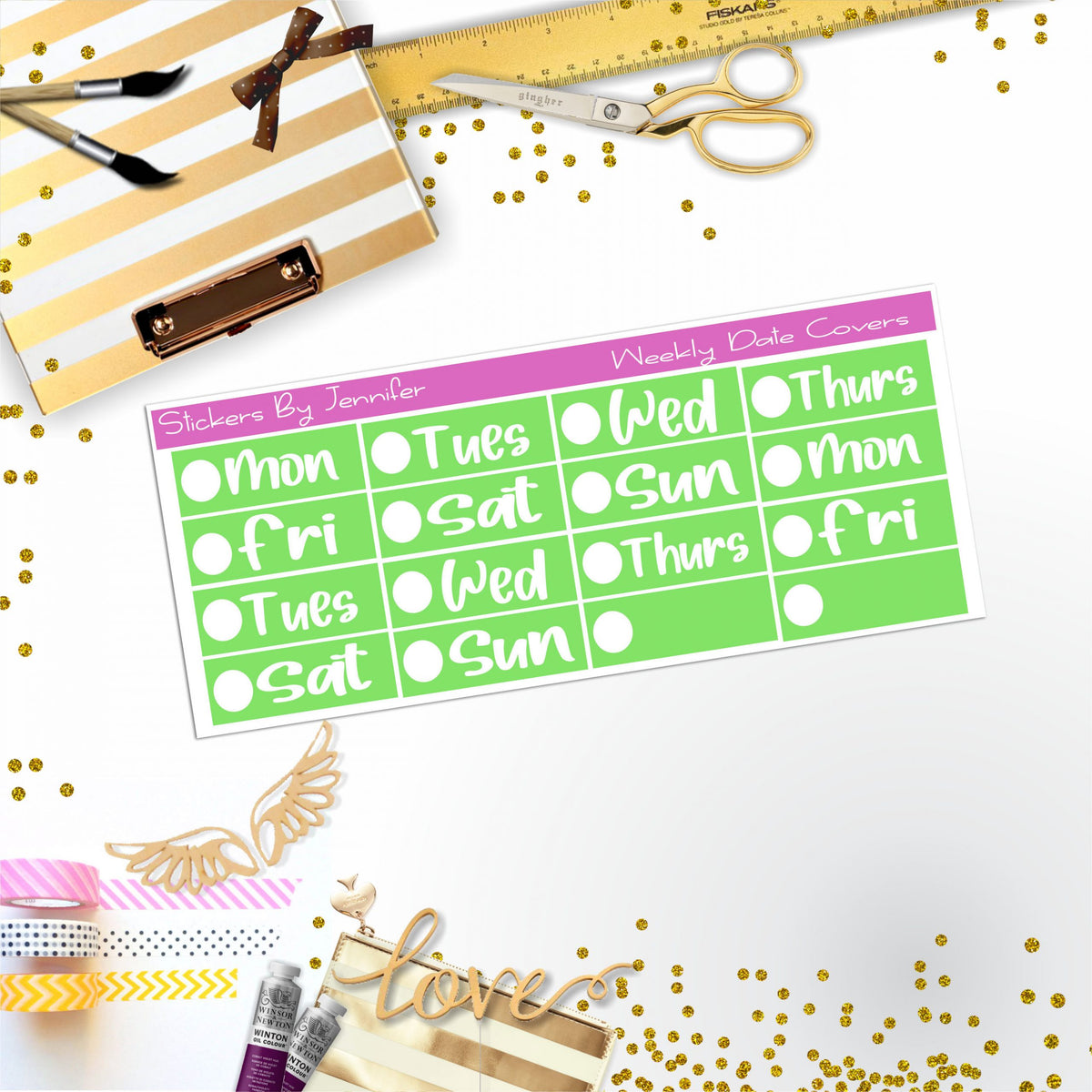 Weekly Date Covers R040 Planner Stickers, Journal Stickers, Functional Planner Stickers, Stationary Stickers
