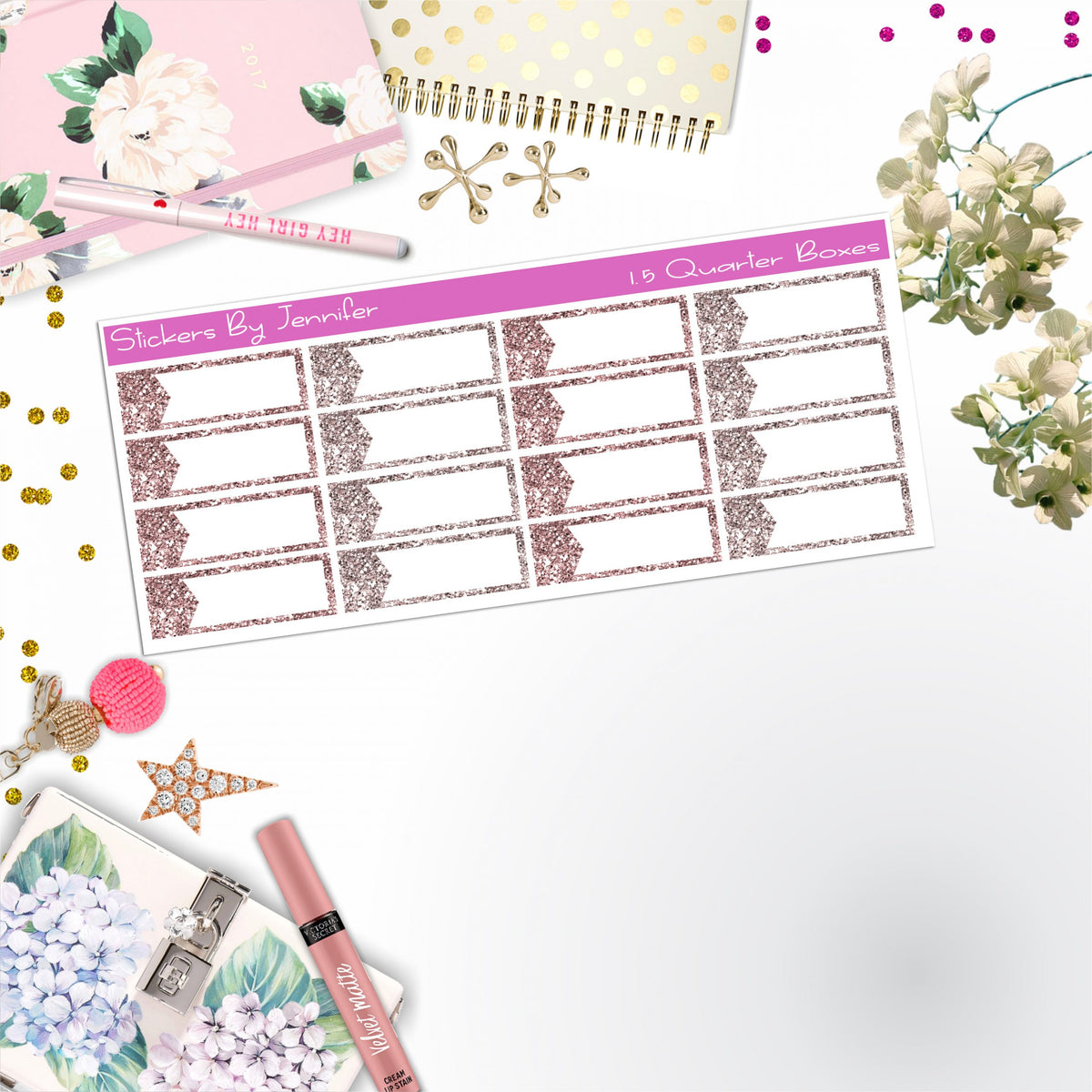 Quarter Boxes 040 Planner Stickers, Journal Stickers, Functional Planner Stickers, Stationary Stickers