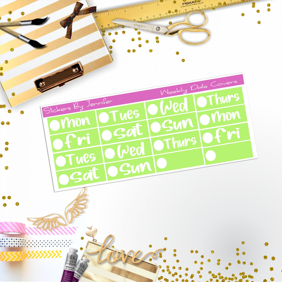 Weekly Date Covers R041 Planner Stickers, Journal Stickers, Functional Planner Stickers, Stationary Stickers