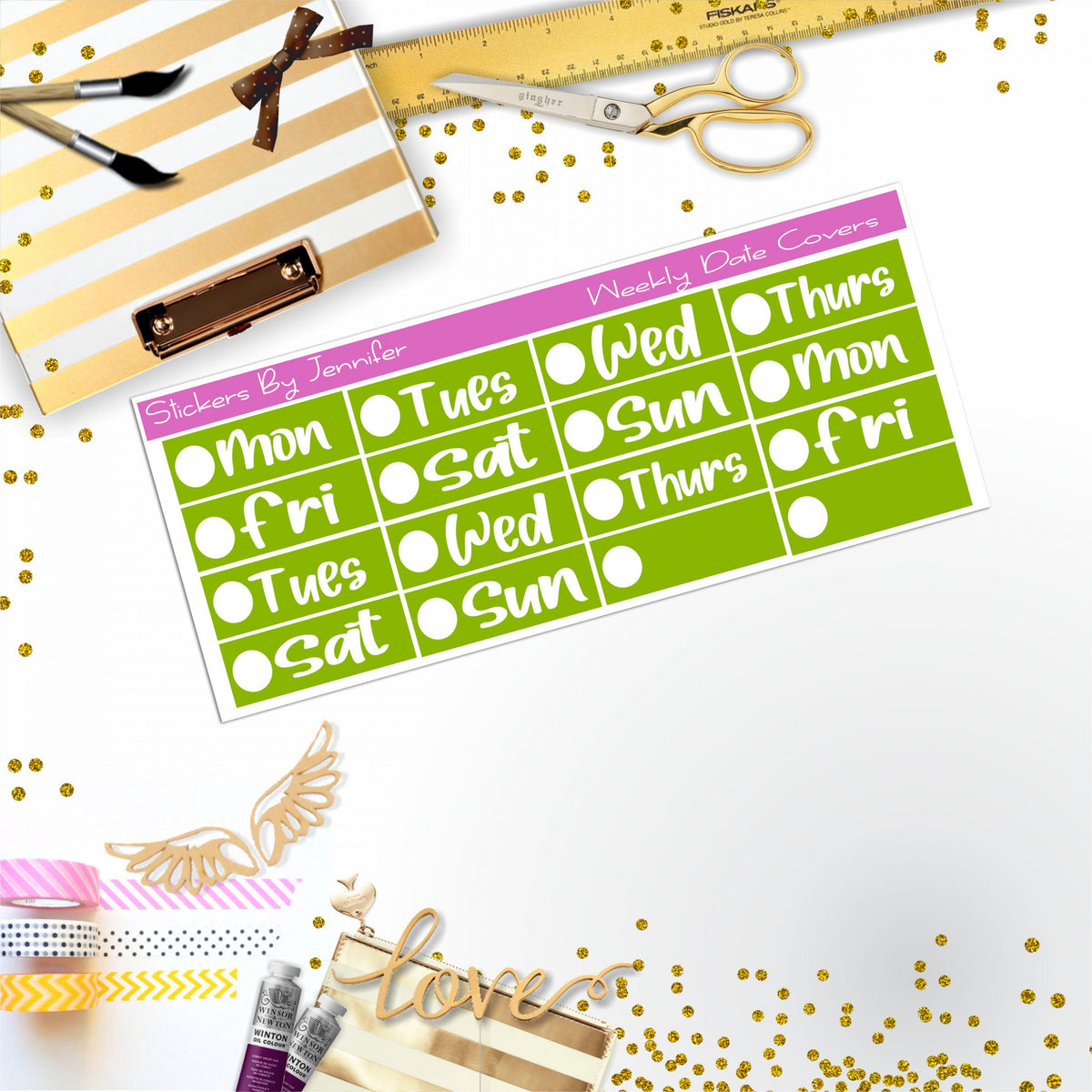 Weekly Date Covers R042 Planner Stickers, Journal Stickers, Functional Planner Stickers, Stationary Stickers