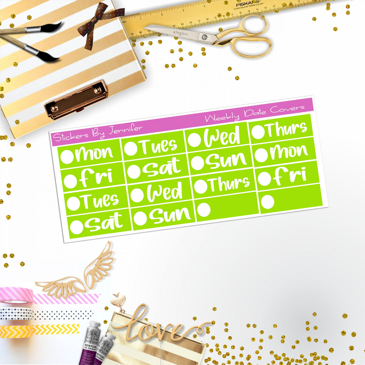 Weekly Date Covers R043 Planner Stickers, Journal Stickers, Functional Planner Stickers, Stationary Stickers
