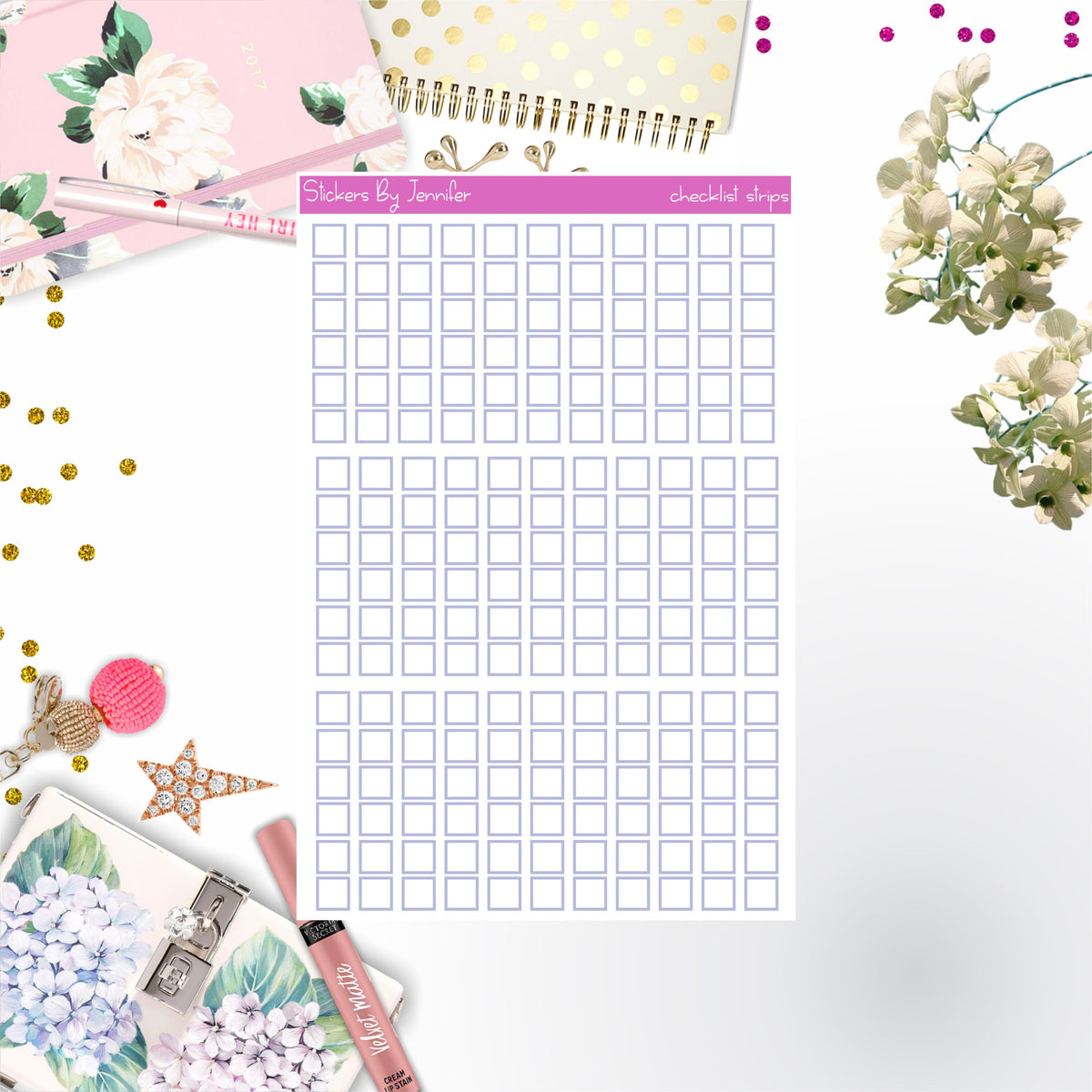 Checklist Strip Stickers 044, Bullet Journal Stickers, Functional Planner Stickers, Stationary Stickers