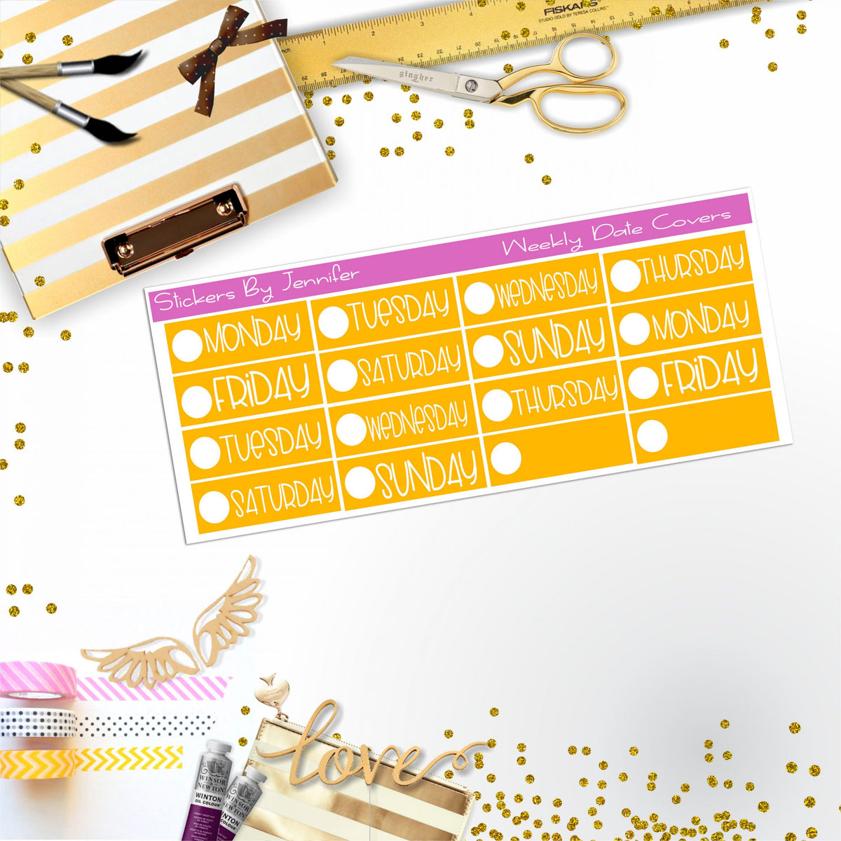 Weekly Date Covers P045 Planner Stickers, Journal Stickers, Functional Planner Stickers, Stationary Stickers