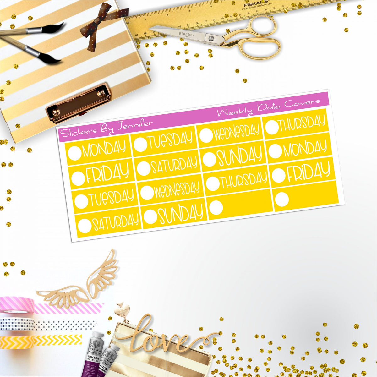 Weekly Date Covers P046 Planner Stickers, Journal Stickers, Functional Planner Stickers, Stationary Stickers