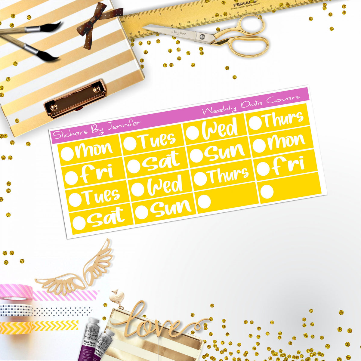 Weekly Date Covers R046 Planner Stickers, Journal Stickers, Functional Planner Stickers, Stationary Stickers