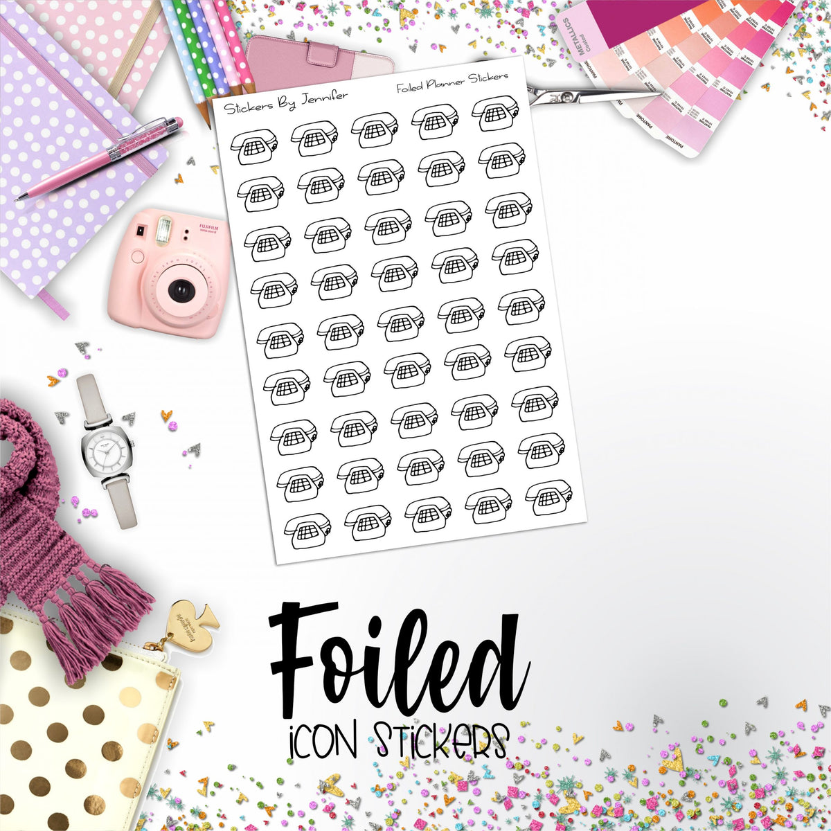 Phone Foiled Functional Sticker Sheet