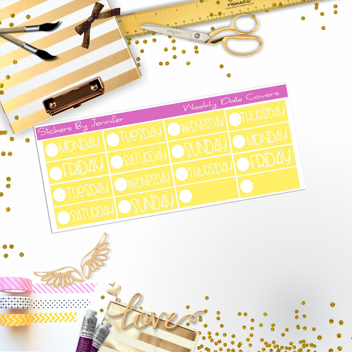 Weekly Date Covers P048 Planner Stickers, Journal Stickers, Functional Planner Stickers, Stationary Stickers