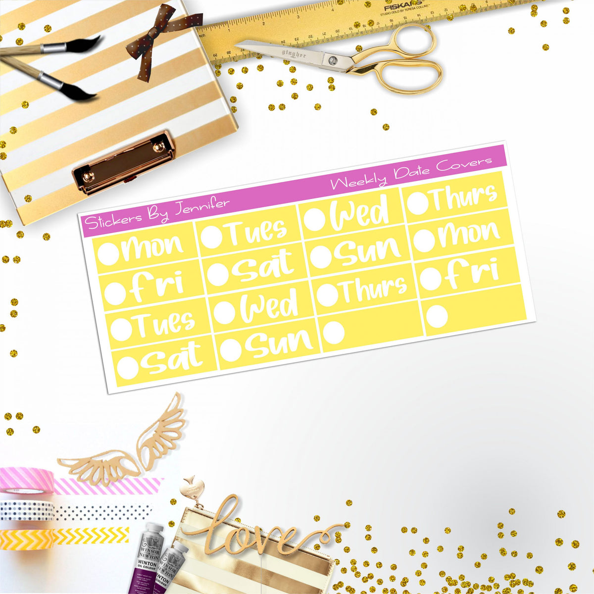 Weekly Date Covers R048 Planner Stickers, Journal Stickers, Functional Planner Stickers, Stationary Stickers