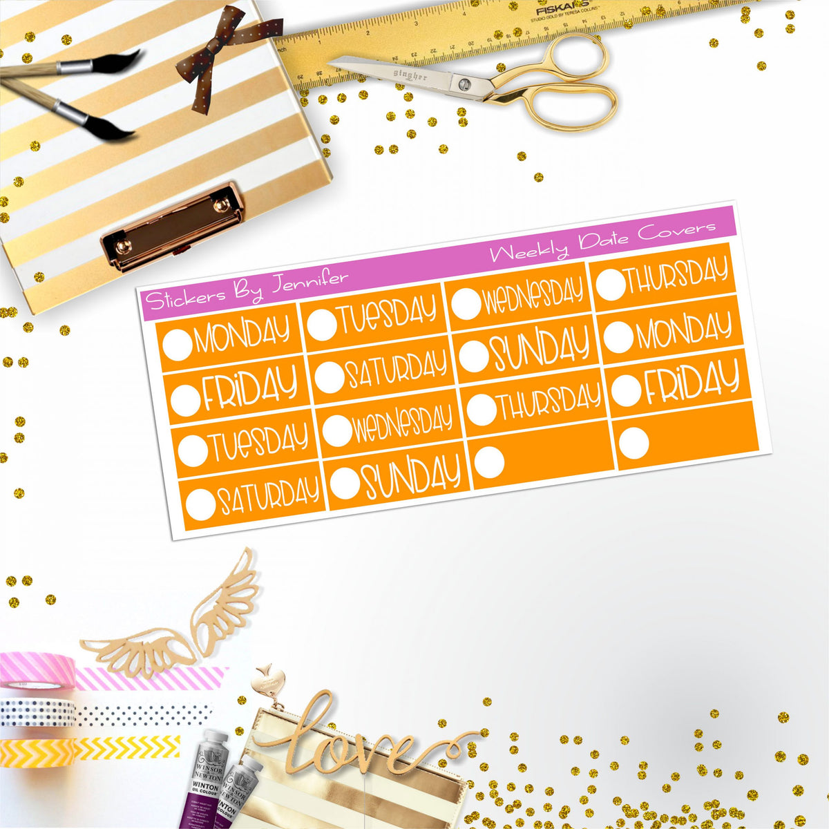 Weekly Date Covers P049 Planner Stickers, Journal Stickers, Functional Planner Stickers, Stationary Stickers