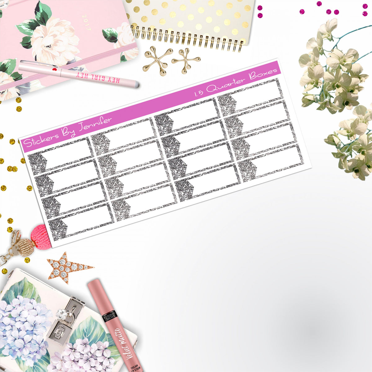 Quarter Boxes 049 Planner Stickers, Journal Stickers, Functional Planner Stickers, Stationary Stickers