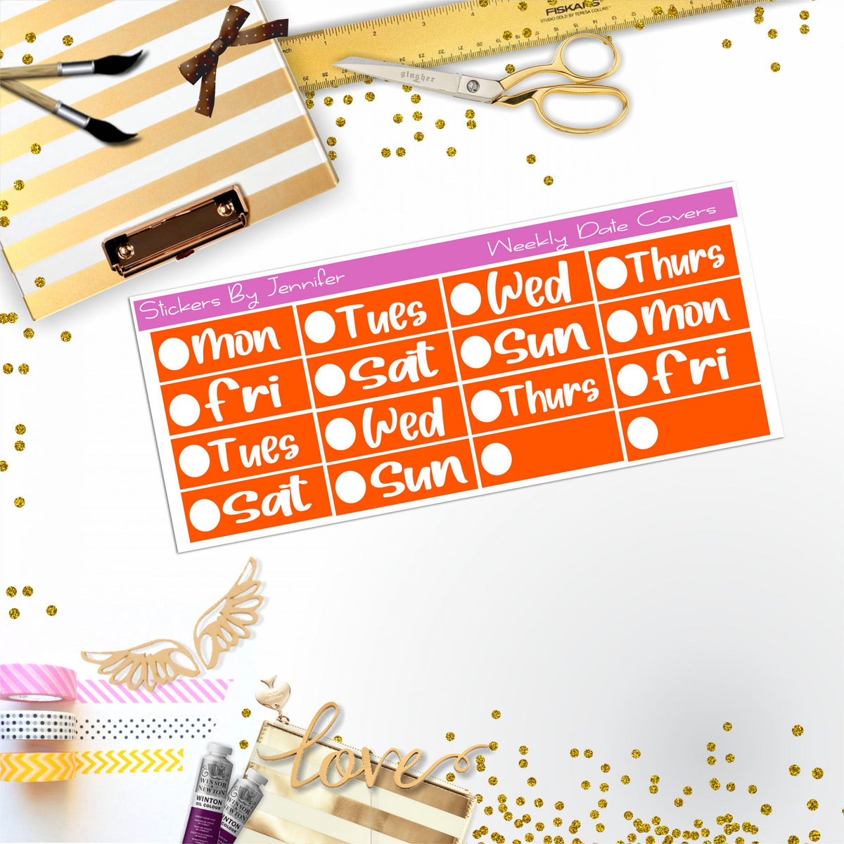 Weekly Date Covers R050 Planner Stickers, Journal Stickers, Functional Planner Stickers, Stationary Stickers