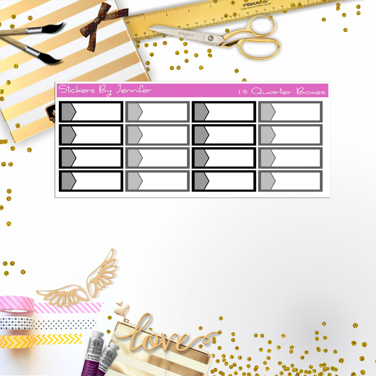 Quarter Boxes 050 Planner Stickers, Journal Stickers, Functional Planner Stickers, Stationary Stickers