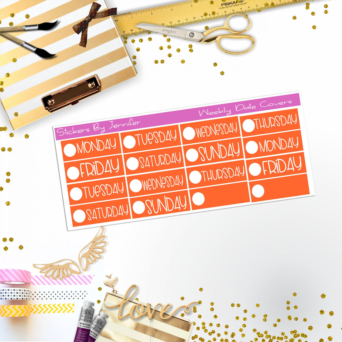 Weekly Date Covers P051 Planner Stickers, Journal Stickers, Functional Planner Stickers, Stationary Stickers