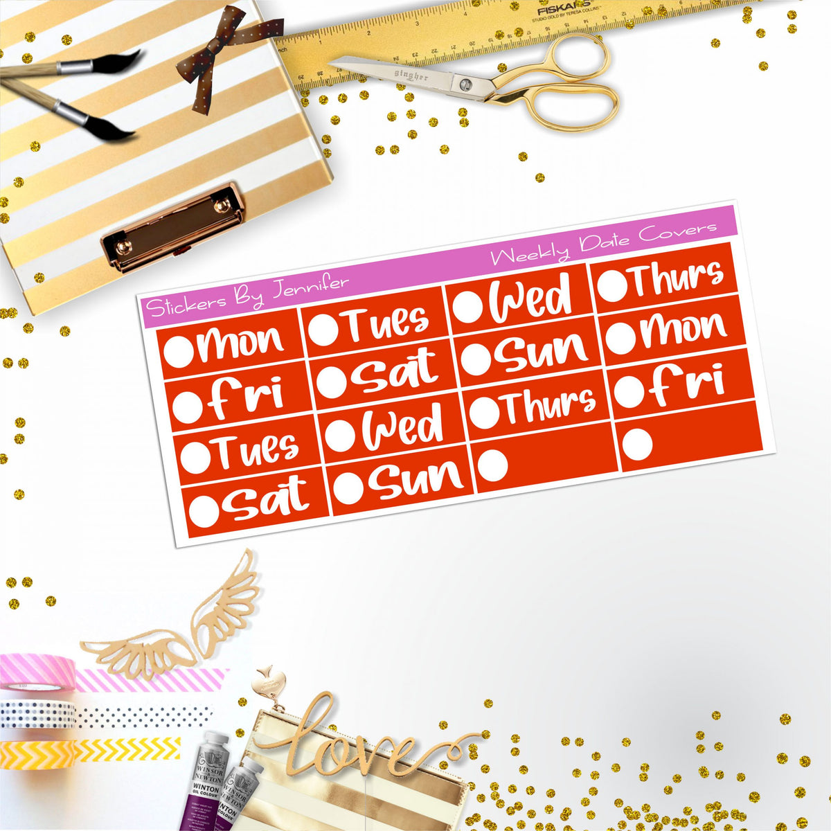 Weekly Date Covers R053 Planner Stickers, Journal Stickers, Functional Planner Stickers, Stationary Stickers