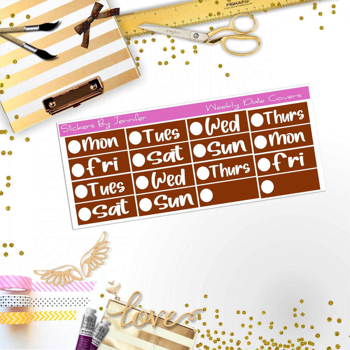 Weekly Date Covers R055 Planner Stickers, Journal Stickers, Functional Planner Stickers, Stationary Stickers