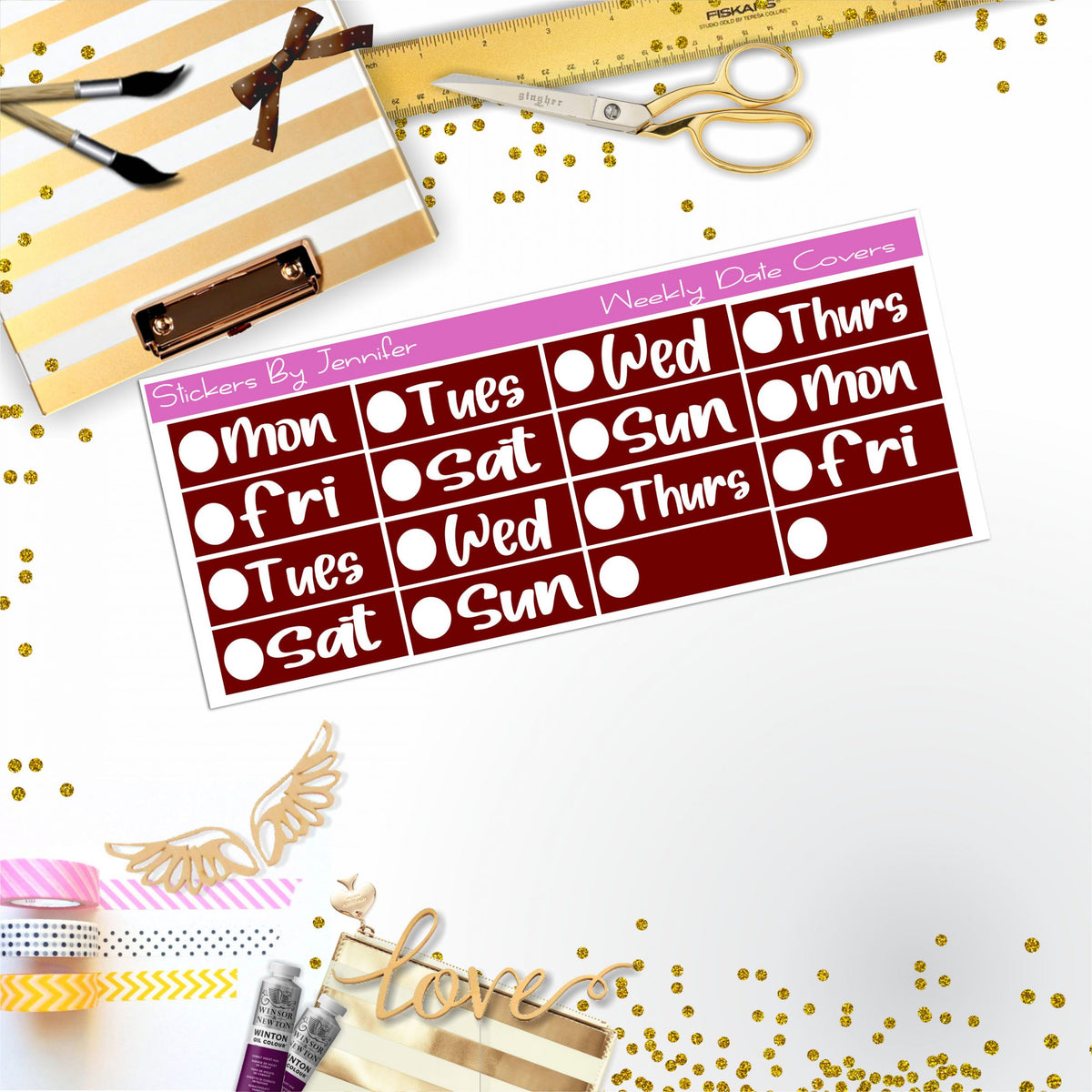 Weekly Date Covers R056 Planner Stickers, Journal Stickers, Functional Planner Stickers, Stationary Stickers
