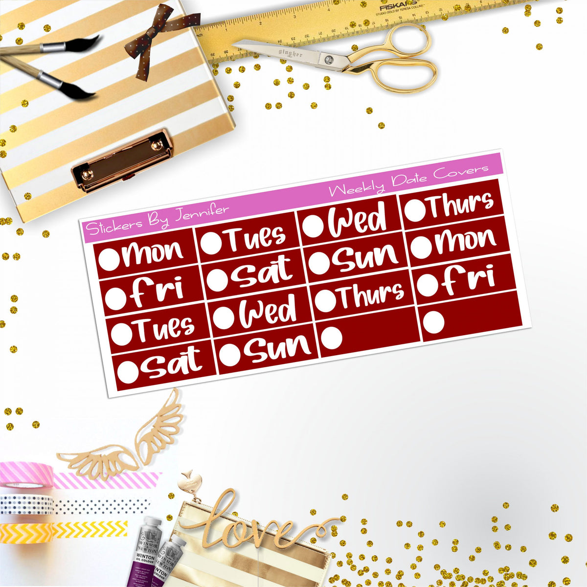 Weekly Date Covers R057 Planner Stickers, Journal Stickers, Functional Planner Stickers, Stationary Stickers