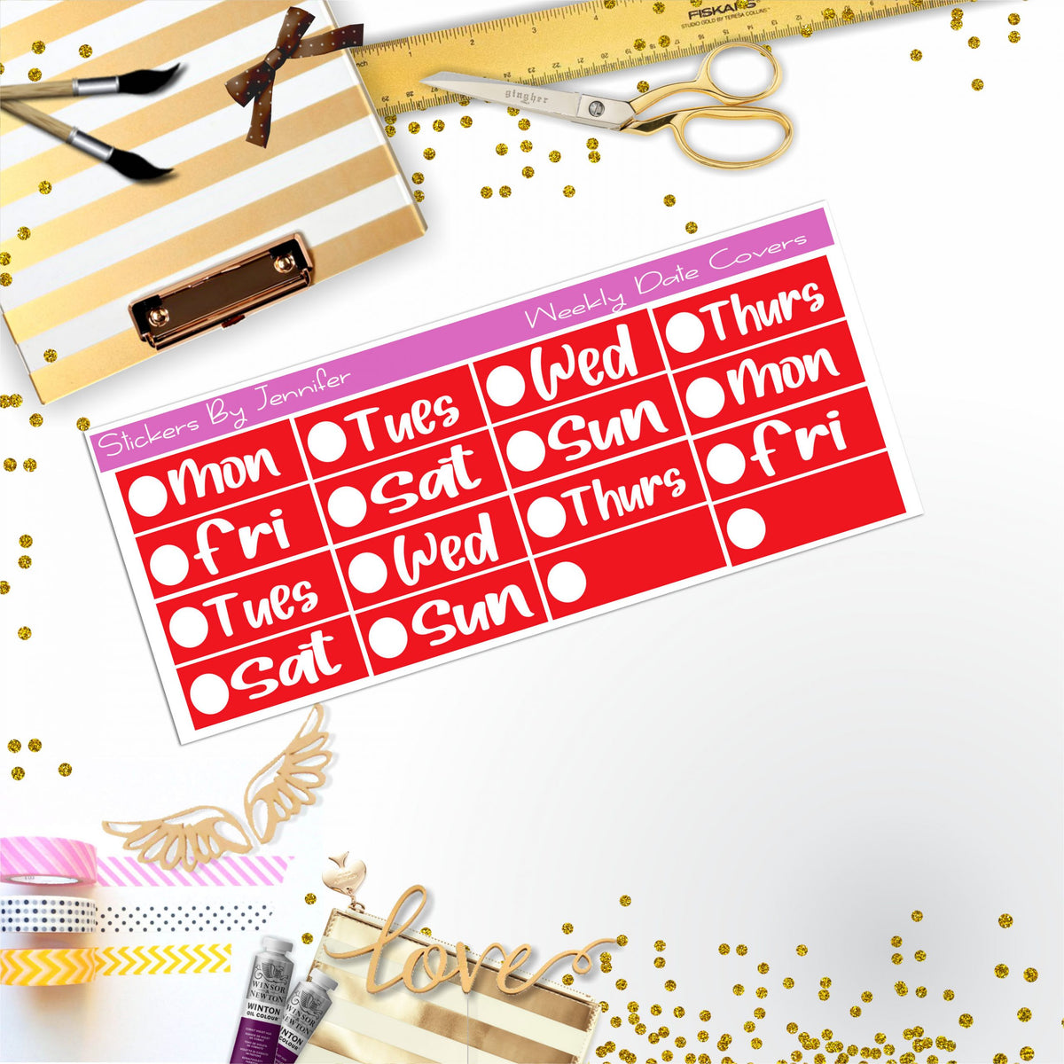 Weekly Date Covers R059 Planner Stickers, Journal Stickers, Functional Planner Stickers, Stationary Stickers