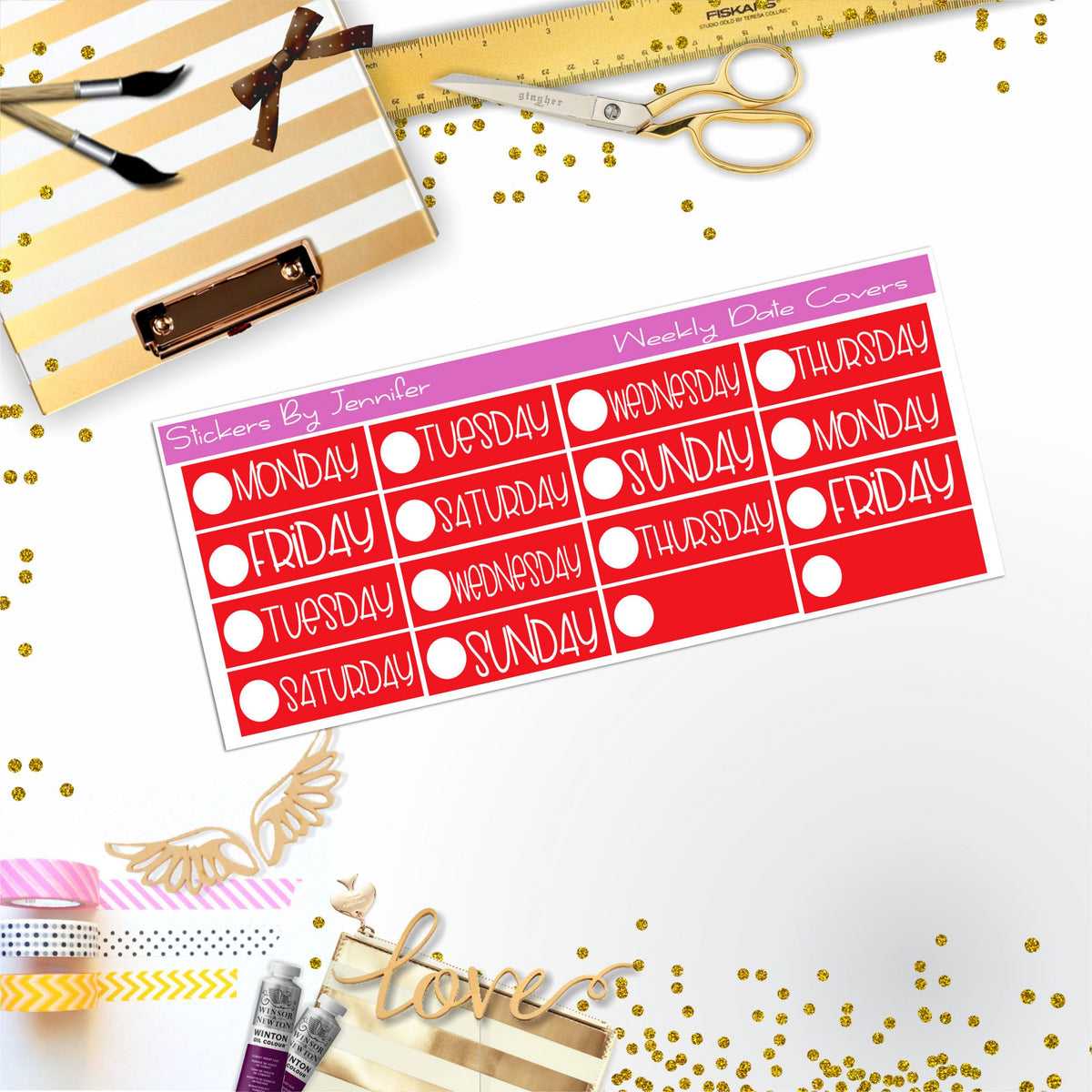 Weekly Date Covers P059 Planner Stickers, Journal Stickers, Functional Planner Stickers, Stationary Stickers