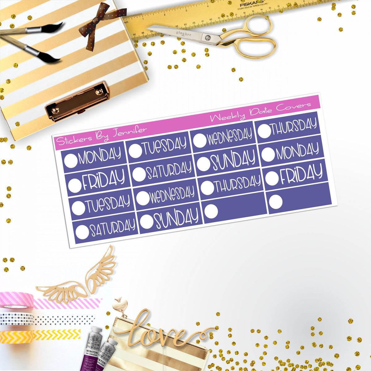 Weekly Date Covers P006 Planner Stickers, Journal Stickers, Functional Planner Stickers, Stationary Stickers