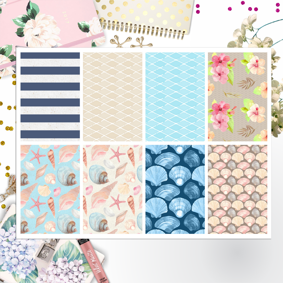 Summer Beach Theme 006 Box Big Happy Planner, Erin Condren, Classic Happy Planner