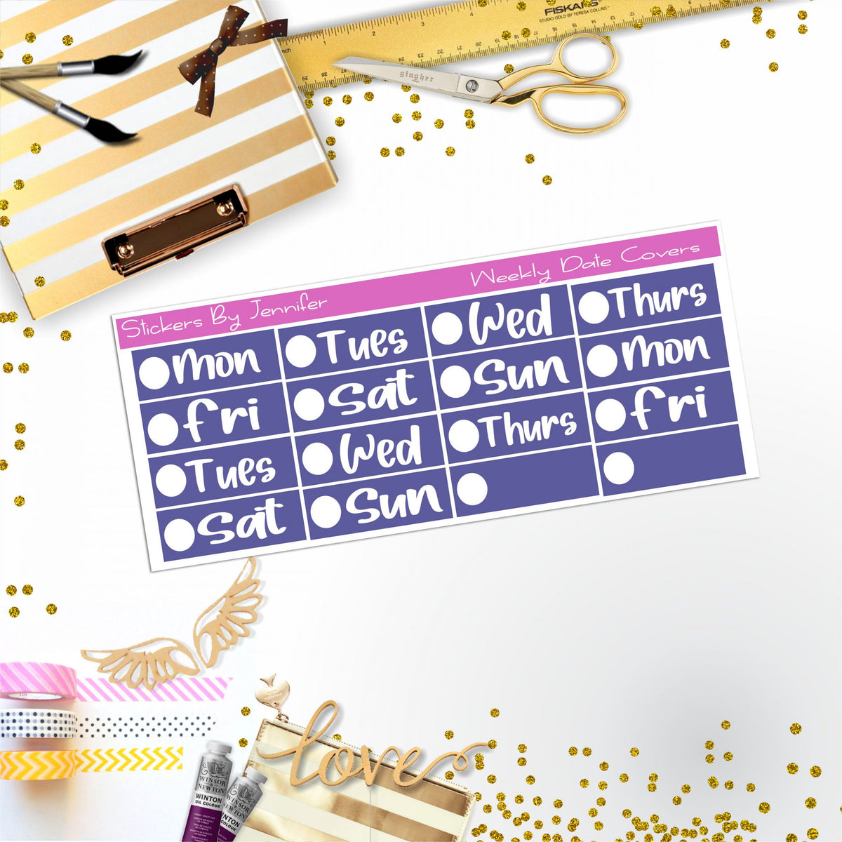 Weekly Date Covers R006 Planner Stickers, Journal Stickers, Functional Planner Stickers, Stationary Stickers