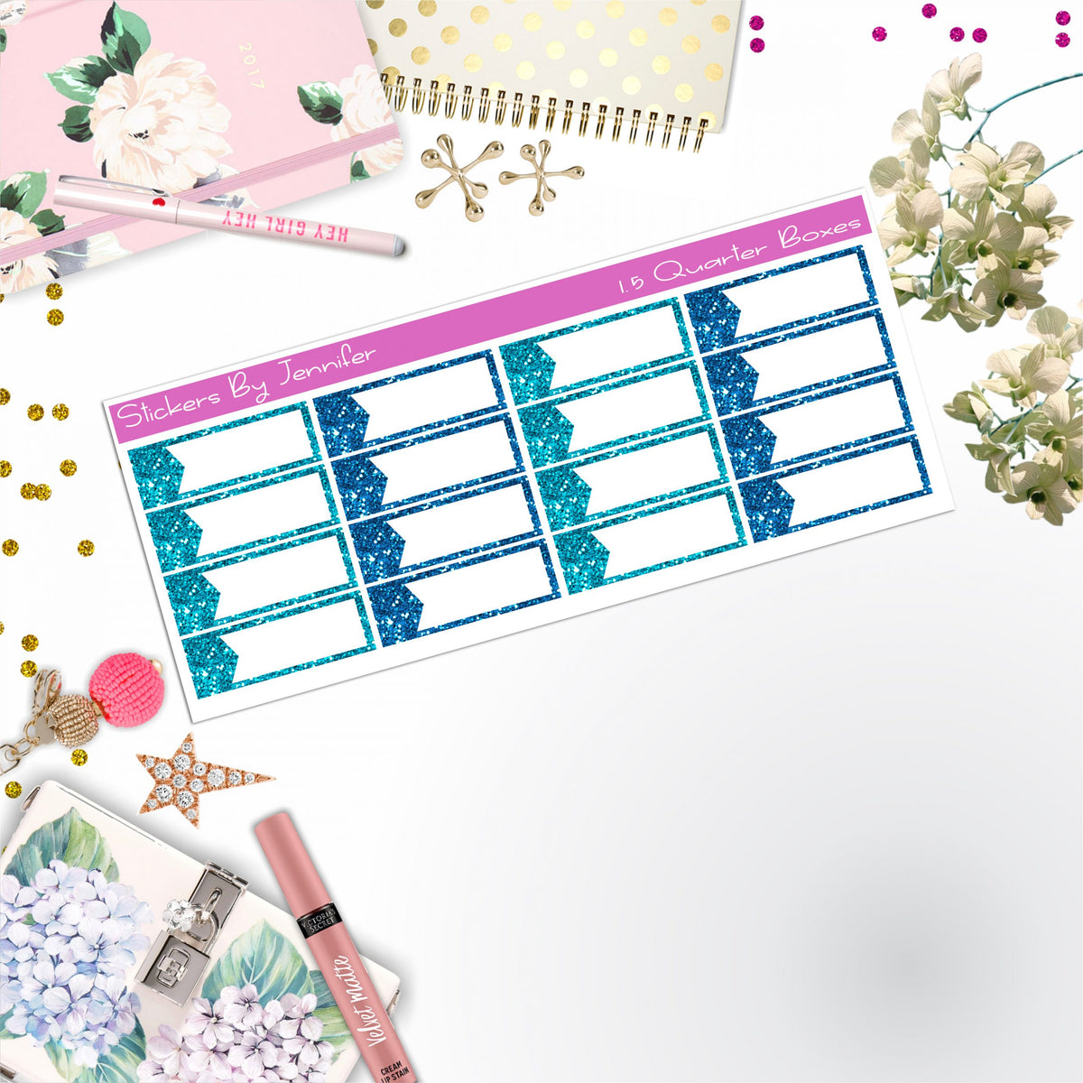 Quarter Boxes 006 Planner Stickers, Journal Stickers, Functional Planner Stickers, Stationary Stickers