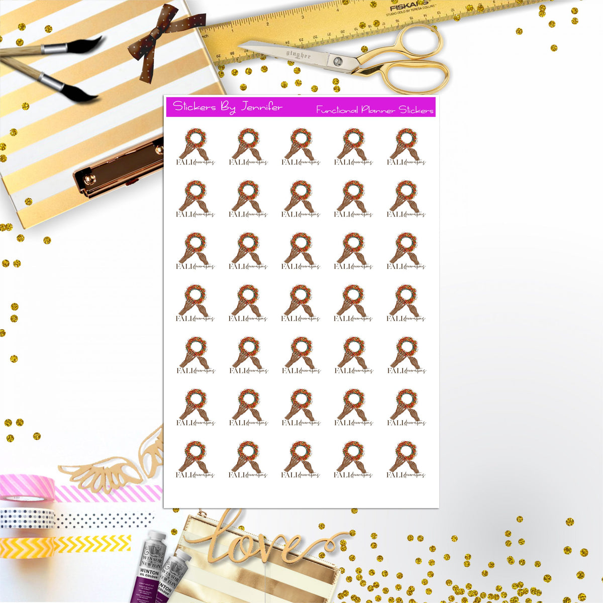 Fall Decorations Stickers, Planner Stickers, Journal Stickers, Functional Planner Stickers, Stationary Stickers