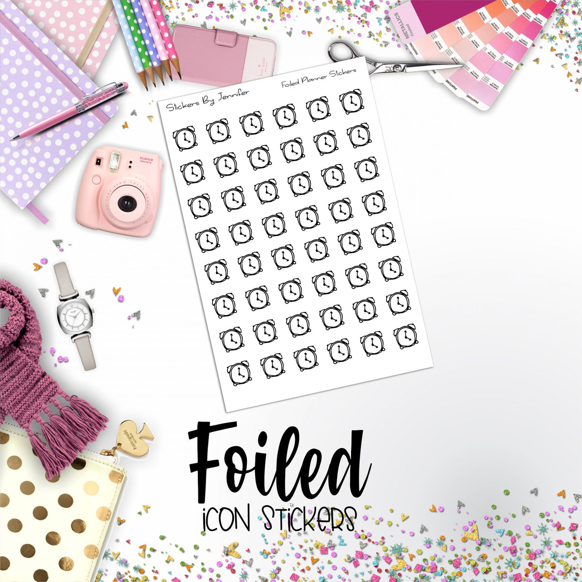 Alarm Clock Functional Sticker Sheet