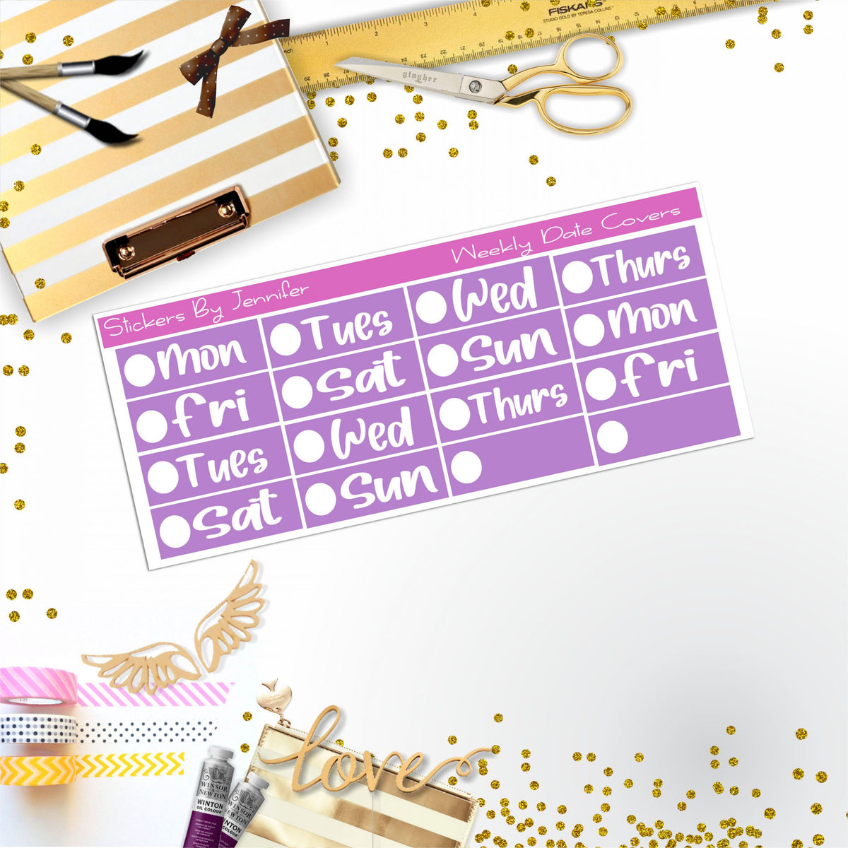 Weekly Date Covers R069 Planner Stickers, Journal Stickers, Functional Planner Stickers, Stationary Stickers
