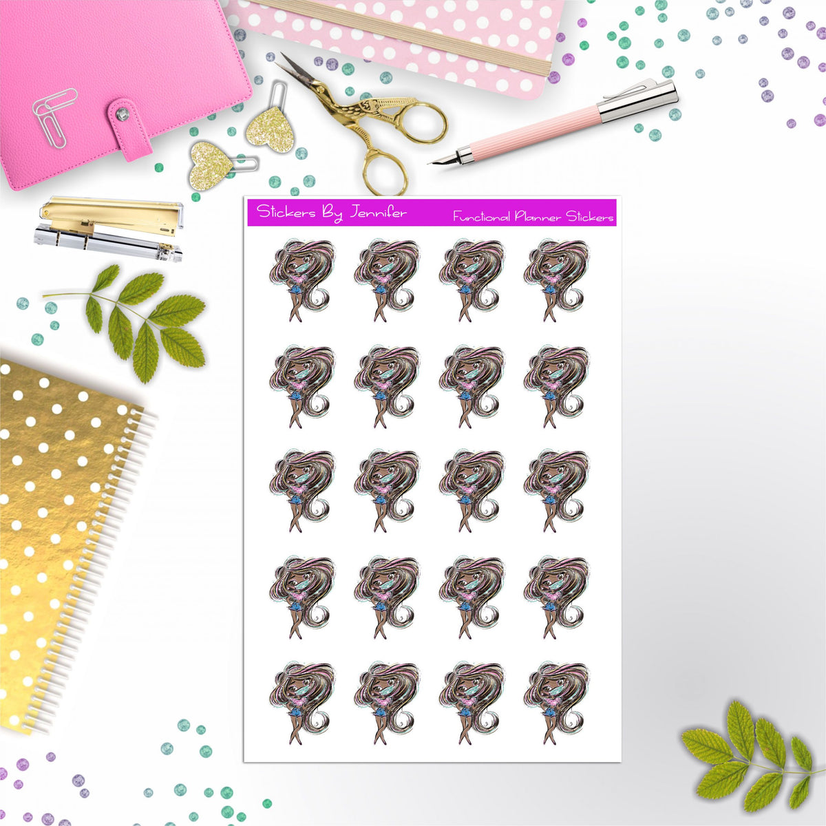 Face Mask Girl Planner Stickers, Bullet Journal Stickers, Functional Planner Stickers, Stationary Stickers