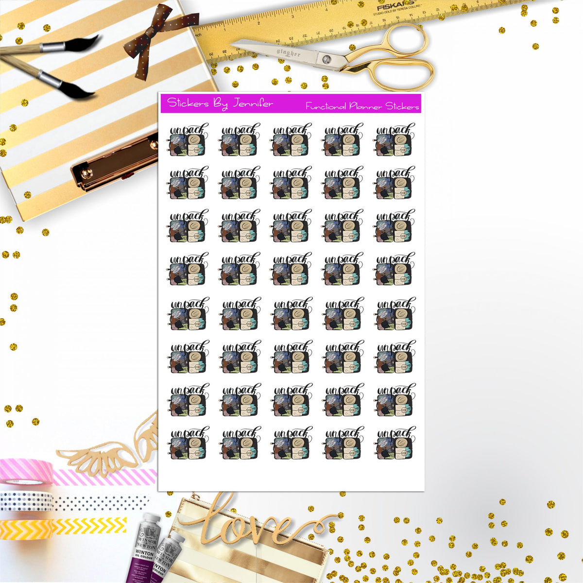 Unpack Icon Stickers, Planner Stickers, Journal Stickers, Functional Planner Stickers, Stationary Stickers
