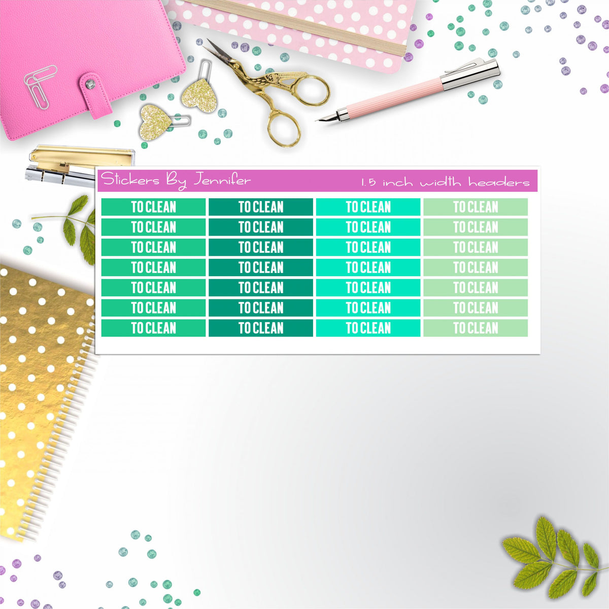 To Clean 007 Planner Headers, Planner Stickers, Journal Stickers, Functional Planner Stickers, Stationary Stickers