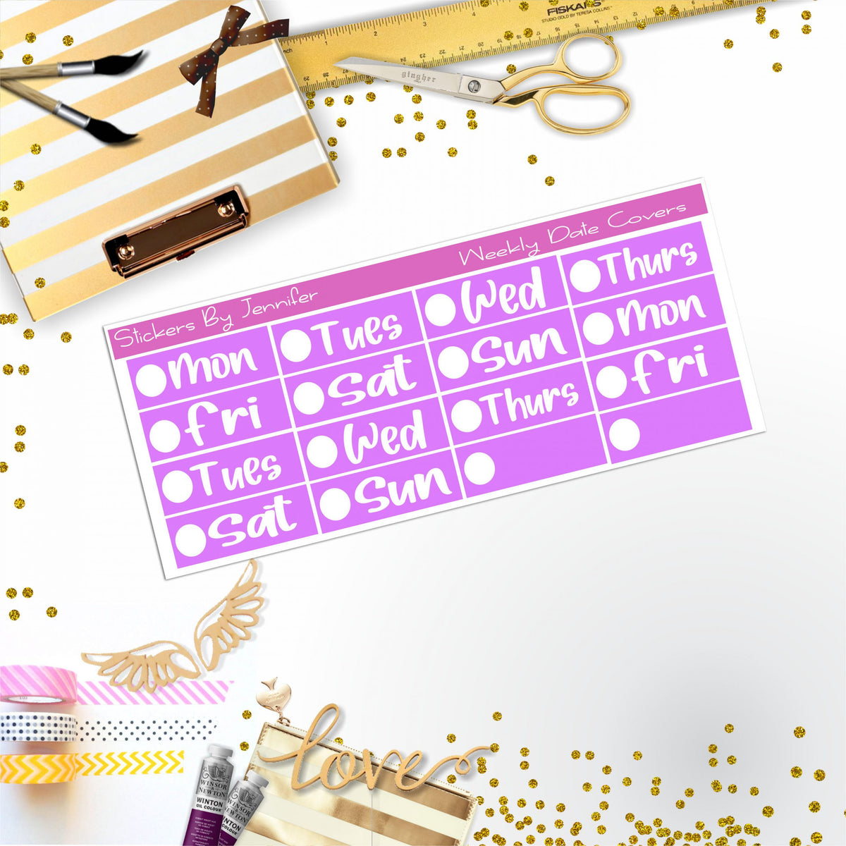 Weekly Date Covers R076 Planner Stickers, Journal Stickers, Functional Planner Stickers, Stationary Stickers
