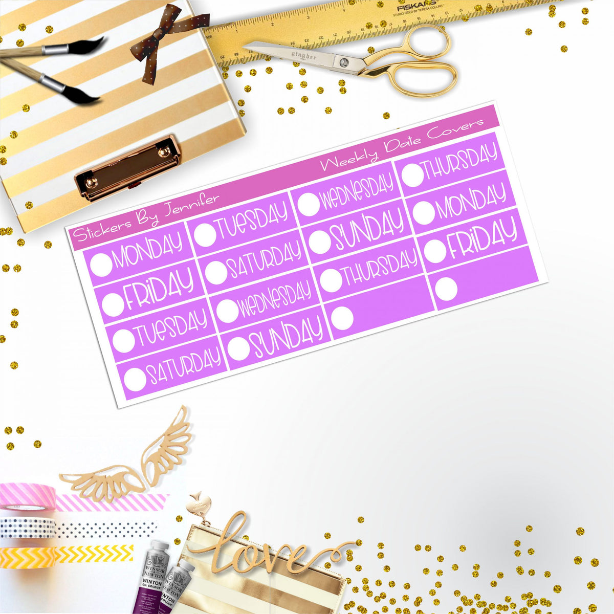 Weekly Date Covers P076 Planner Stickers, Journal Stickers, Functional Planner Stickers, Stationary Stickers