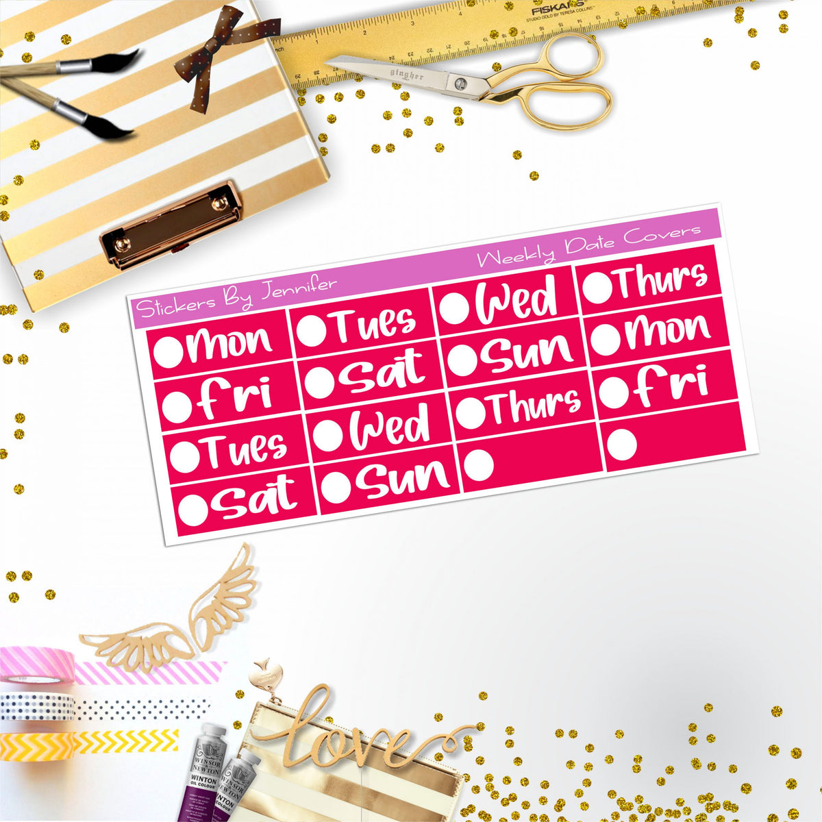 Weekly Date Covers R078 Planner Stickers, Journal Stickers, Functional Planner Stickers, Stationary Stickers