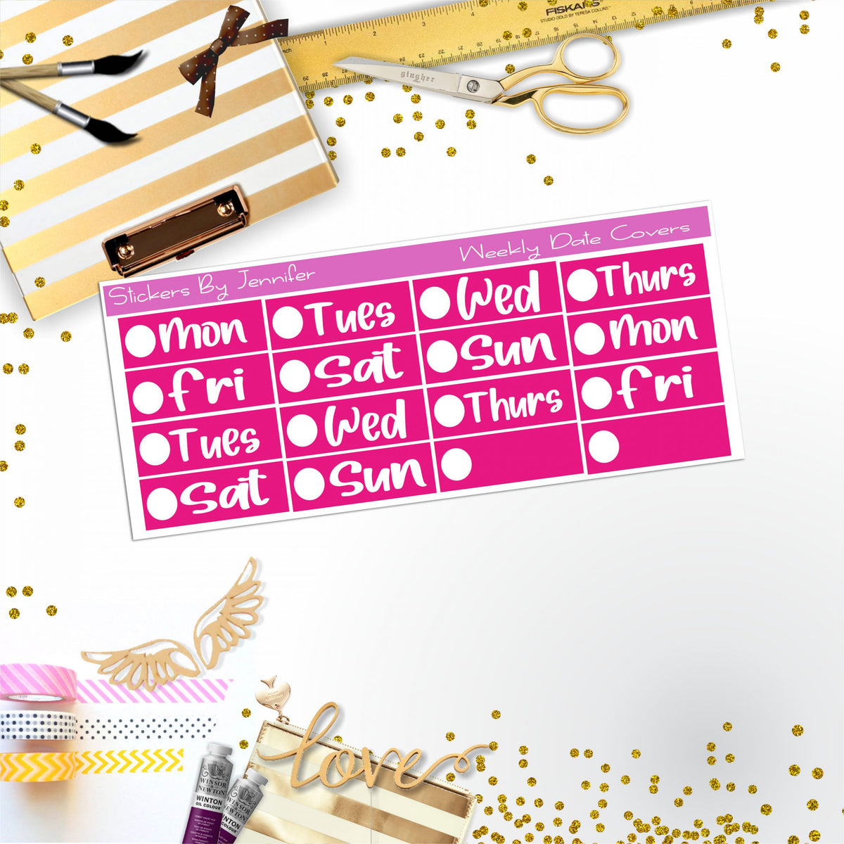 Weekly Date Covers R079 Planner Stickers, Journal Stickers, Functional Planner Stickers, Stationary Stickers